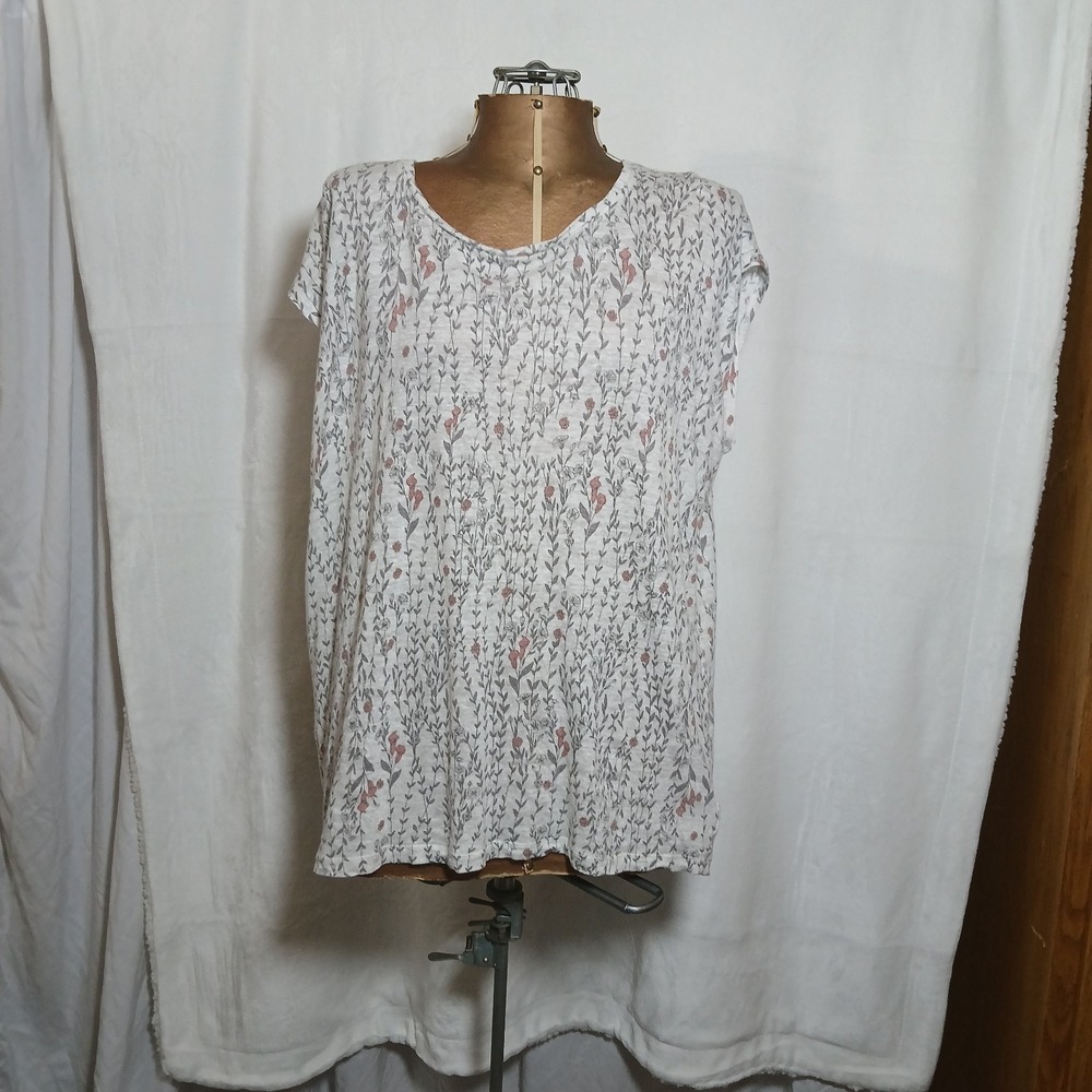 Rachel Zoe 100% Linen Floral Button-Back Blouse Womens XL Cottagecore